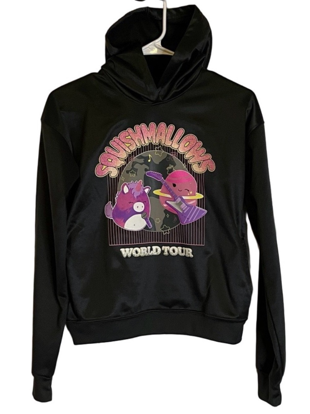 SQUISHMALLOWS Graphic Hoodie, Girls L (10/12), Black Pink Purple